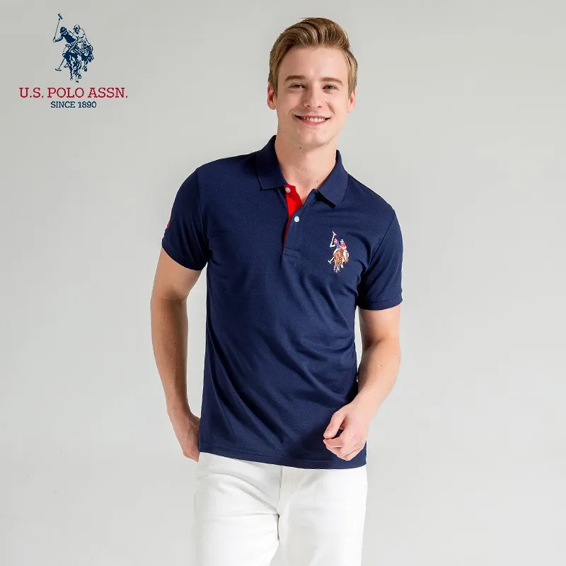 Polo Assn. Новые летние мужские рубашки поло с коротким рукавом и круглым вырезом |