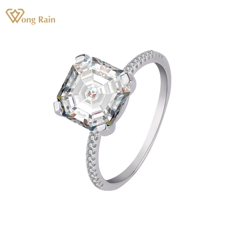 

Вонг дождь 100% 925 стерлингового серебра огранка Ашер настоящий Муассанит бриллиантами Свадебные обручальные кольца, хорошее ювелирное изде...