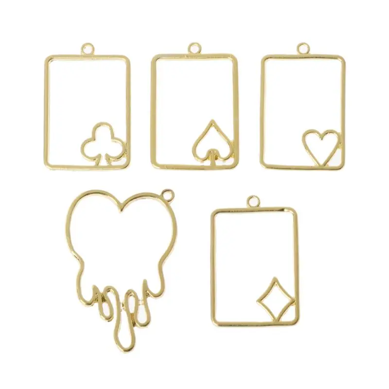 5 шт. карточка для покера плавление сердца металлическая рамка ювелирное изделие