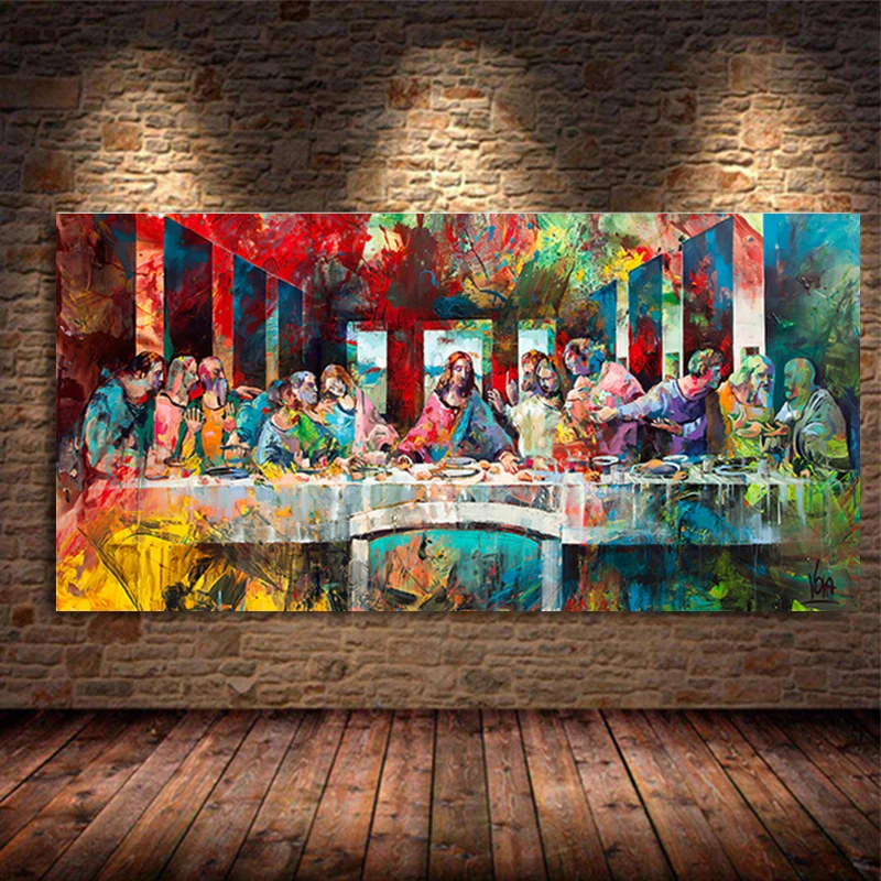 

Classical Wall Art Graffiti Art Last Supper By Da Vinci Canvas Art Paintings Reproductions Christian Print for Wall Home Decor