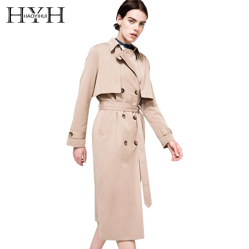 HDY Haoduoyi 2019 осенний Новый модный бренд для женщин классический двубортный плащ