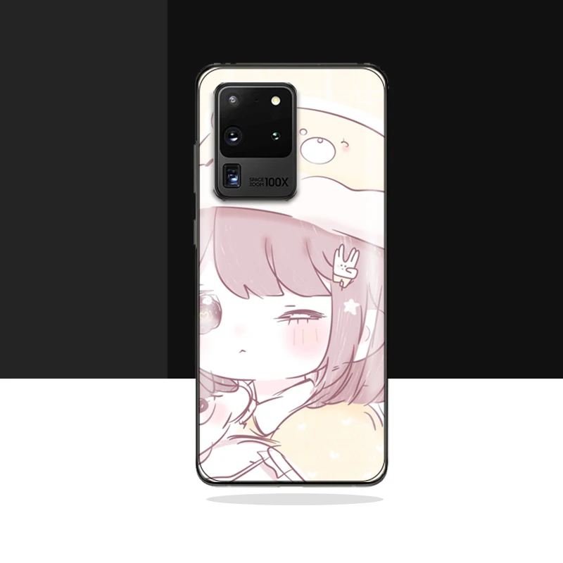 

Hot Pink Cute Japanese Anime Phone Case For Samsung Galaxy S21 S20 Lite Plus Ultra S10E S10 S9 S8 Shockproof