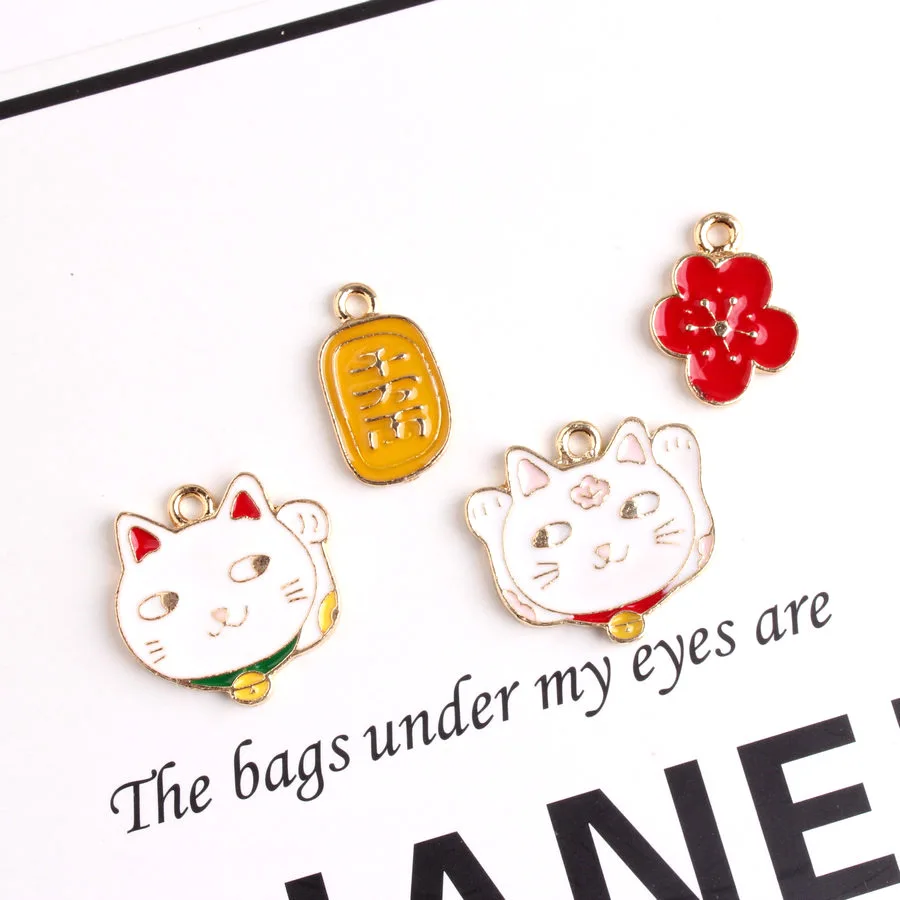 Эмалированная серия Lucky Cat diy японские ювелирные аксессуары KC Золотой Сплав