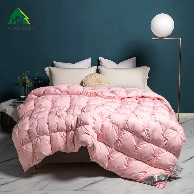 

HS Filling Power 500 High Density Luxury High-density Polyester Goose Down Quilt King Queen Size Pink Duvet Winter Blanket