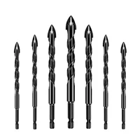 7 Pcs Twist Drill Bits Cross Hex Tile Glass Drill Bit Ceramic Concrete Hole Opener Alloy With 4 Cutting Edges 3/4/5/6/8/10/12 mm
