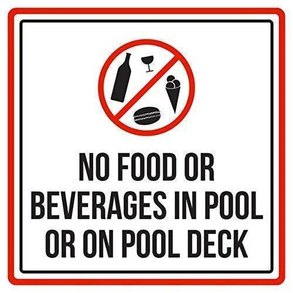 

No Food Or Beverages In Pool Or On Poolck Hot Tub/Spa Tin Sign art wall decoration,vintage aluminum retro metal sign