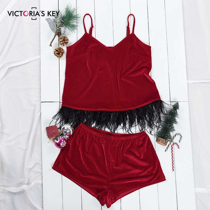 Рождественский красный пижамный комплект от Виктории женская одежда для сна