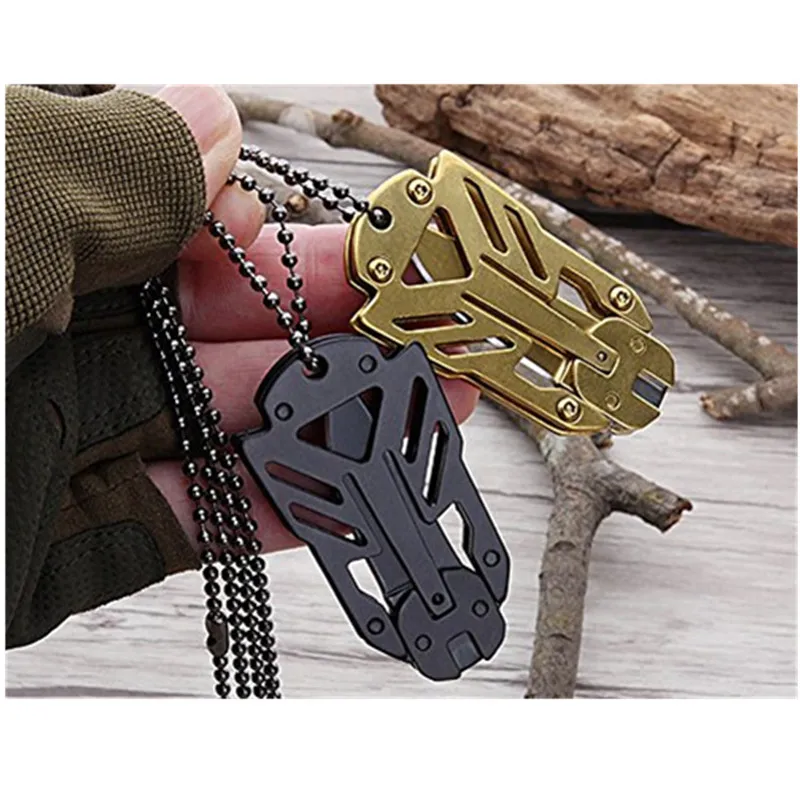 Нож Портативный Карманный для самообороны миниатюрный Клинок с цепочкой