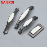 naierdi creamic black white cabinet handles knobs zinc alloy drawer pulls kitchen door handles furniture handle door hardware