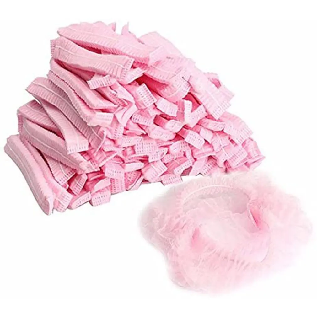 

100Pcs Disposable Hat Round Non-Woven Headgear Dust-Proof Chef Food Factory Workshop Anti-Hair Fall Cap