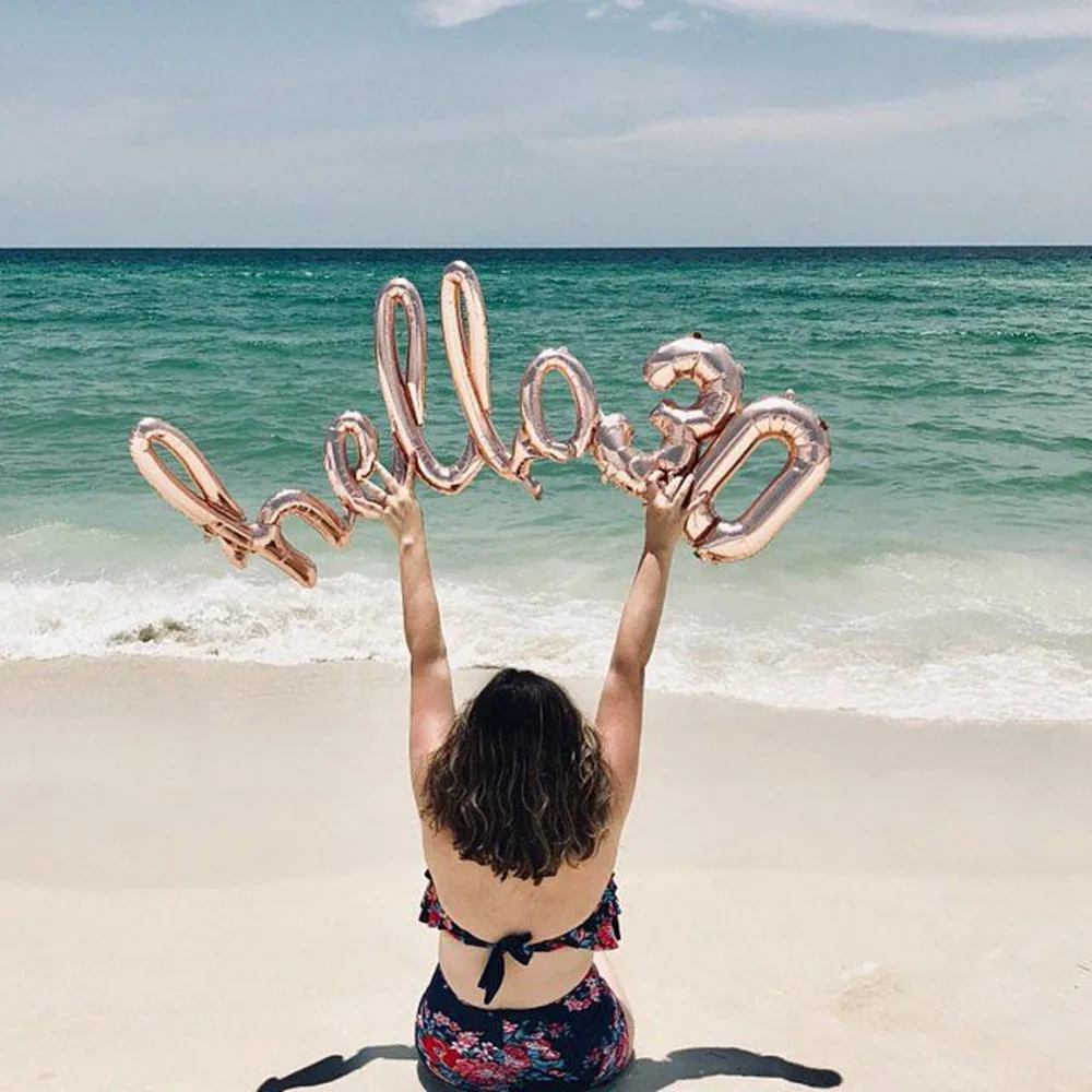 Розовое золото Hello 30 Детские шар Baby Shower 21th 30th День рождения Декор 21 Кол во надувная