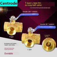 12 in copper three way ball valve t type l type 14in 38in 34 in 1 in inner wire valve switch water pipe heating joint