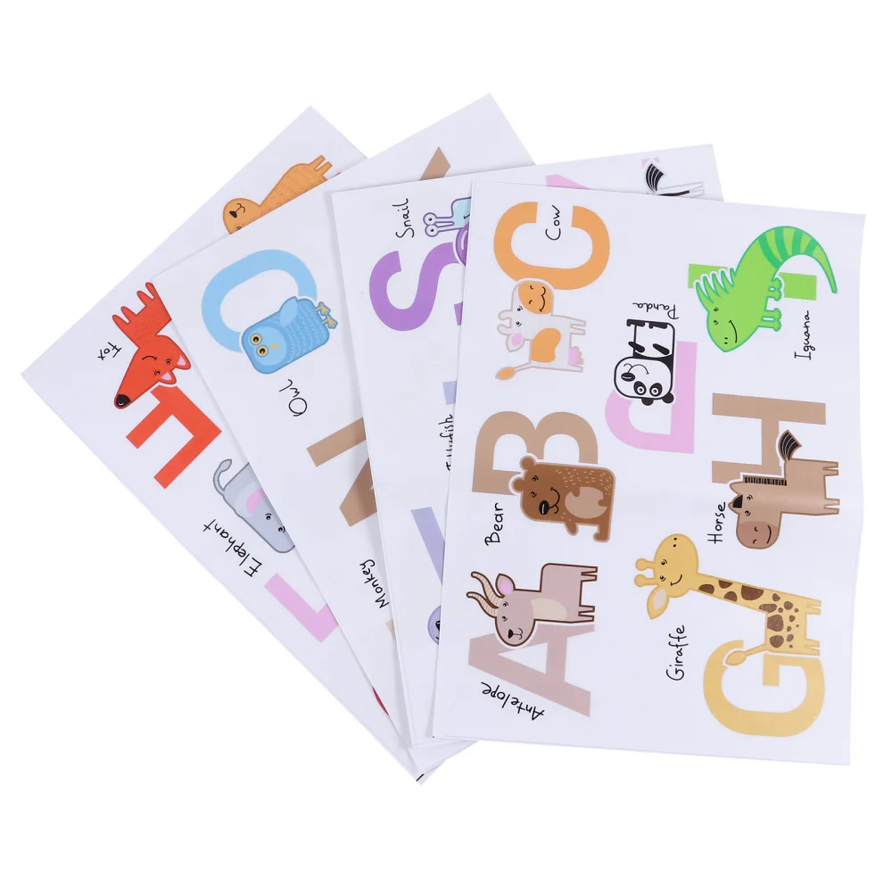 

4Pcs Watercolor Animal Alphabet ABC Kids Wall Stickers for Kindergarten