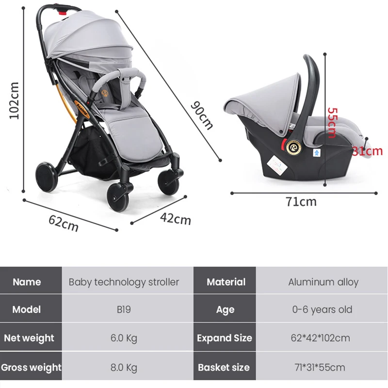 Детская блестящая Новая легкая складная коляска детская тележка 3 в 1 детское