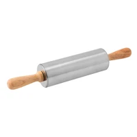 stainless steel rolling pin with wooden handles roller pin baking professional dough roller for home bakery pizza pastry bread