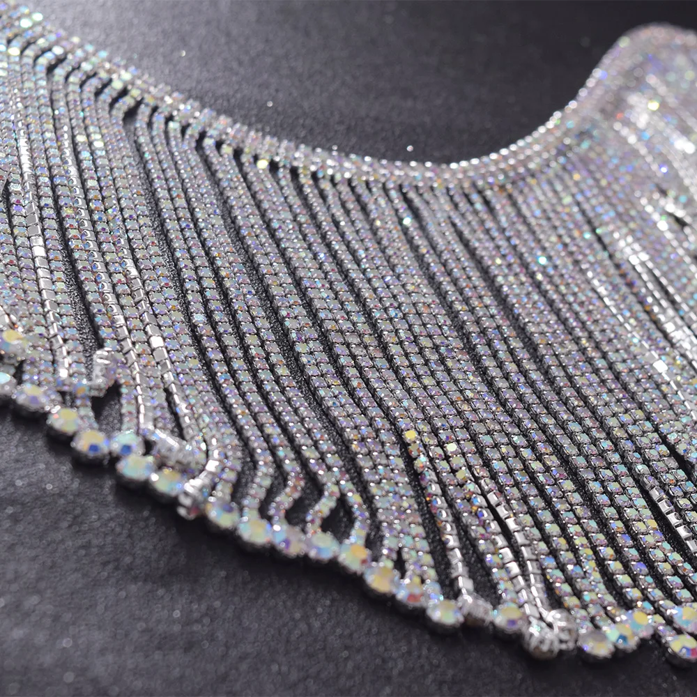 1 ярд кристаллы АВ 13 5 см длина кисточки стразы бахрома отделка Швейные Аппликации