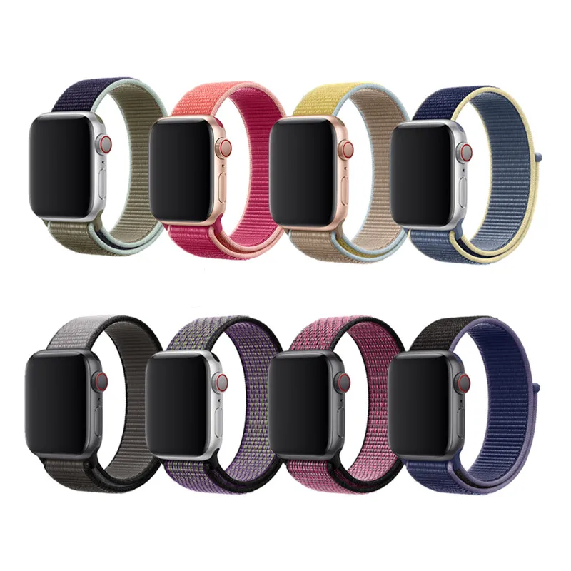 Цветной тканый нейлоновый ремешок для Apple Watch Band 5 4 40 мм 44 мм мягкая дышащая Спортивная петля для iWatch 3 2 1 38 мм 42 мм ремешок для часов