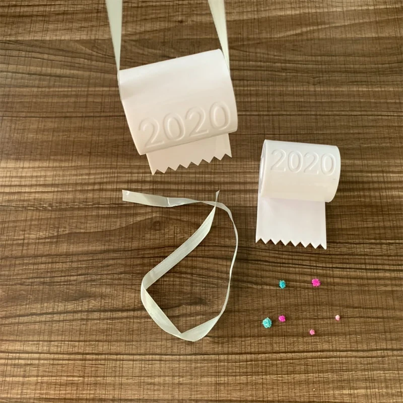 

2020 Christmas Ornament Three-Dimensional White DIY Roll Paper Pendant Toilet Paper Crisis Ornament Christmas Gift for Party