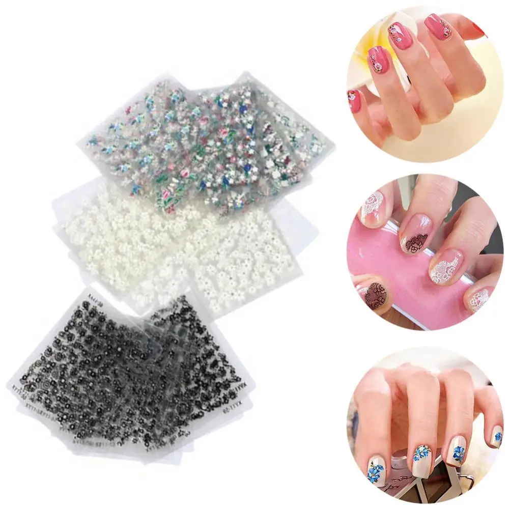 

50% Hot Sale 30 Sheets 3D DIY Flower Nail Art Stickers Adhesive Decal Decor Manicure Tool