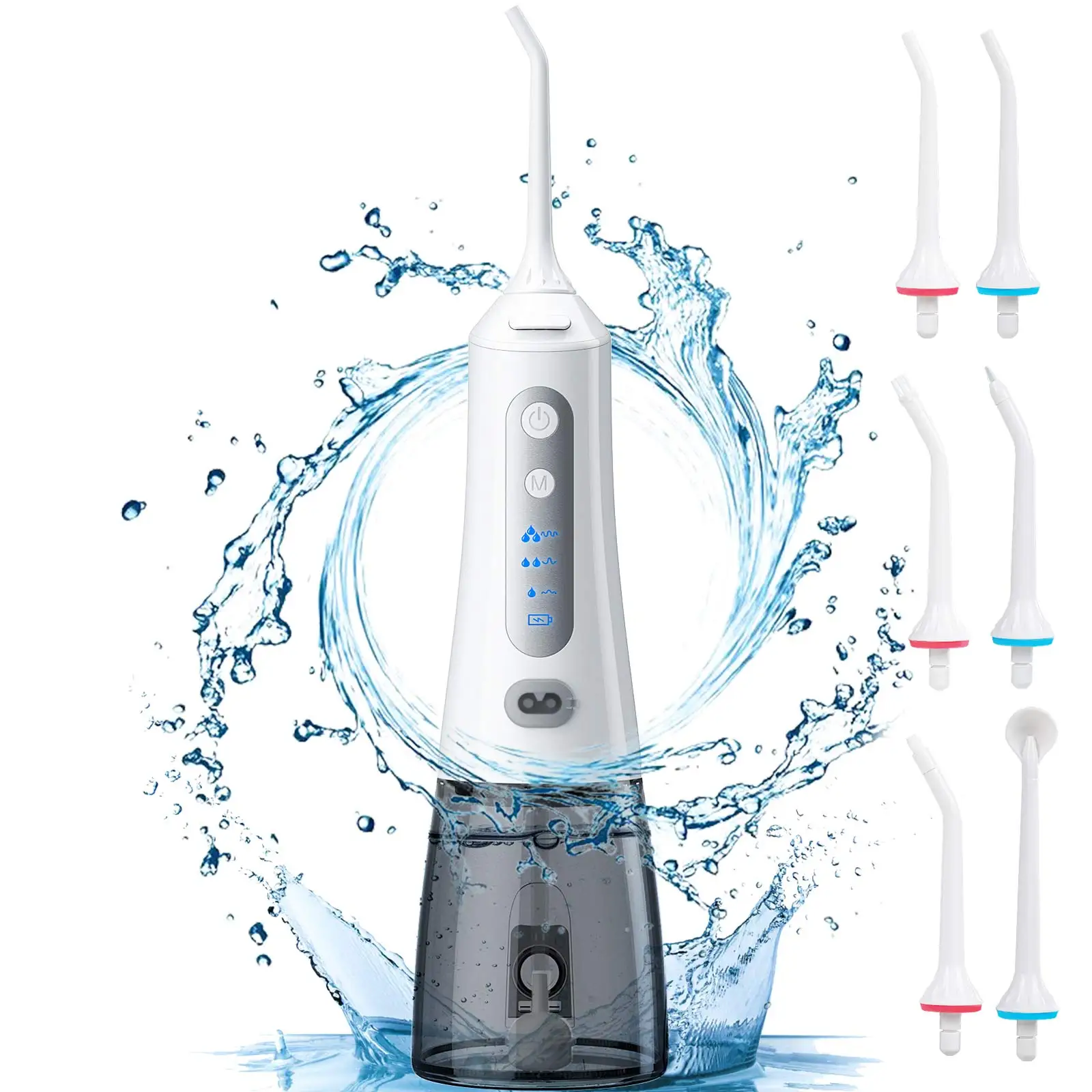 

Oral Irrigator USB Rechargeable Water Flosser Portable Dental Water Jet 300ML Water Tank Waterproof Teeth Cleaner