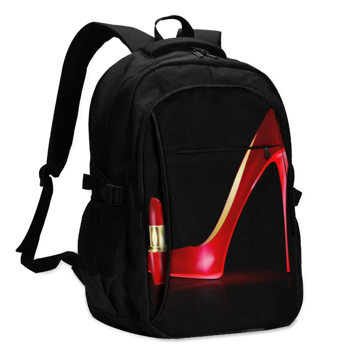 

2021 хит! Модный рюкзак для мужчин и женщин, дорожный ранец красного цвета на высоком каблуке и с губной помадой, сумка для школы и отдыха в дел...