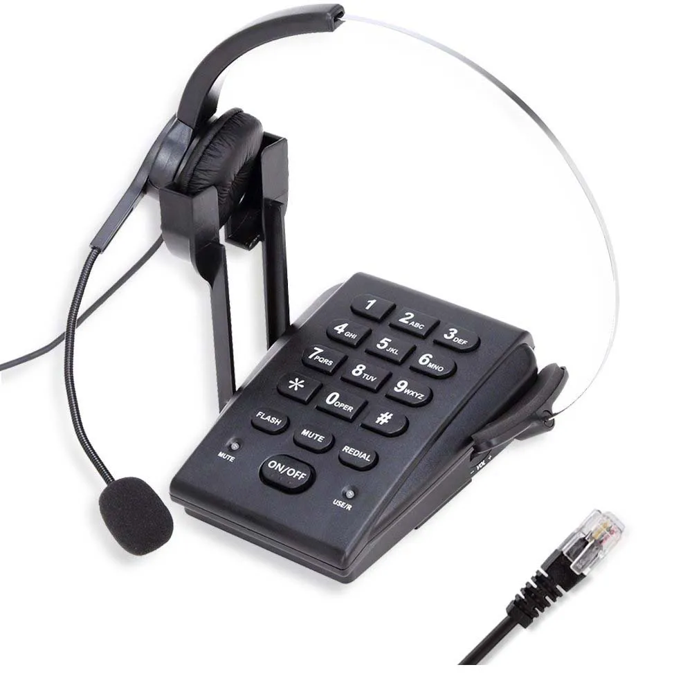 Corded Headset Telephone Simple Call Center Telephone Headset With Dialpads Noise Cancelling Call Center Hands Free Telephone