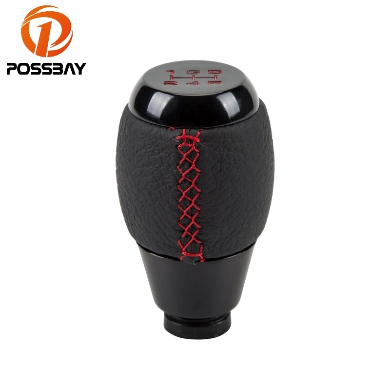 POSSBAY 5 Speed Level Leather Shift Knob Universal For TOYOTA VW Manual Gear Headball for Bmw Peugeot Honda Subaru Citroen | Автомобили и