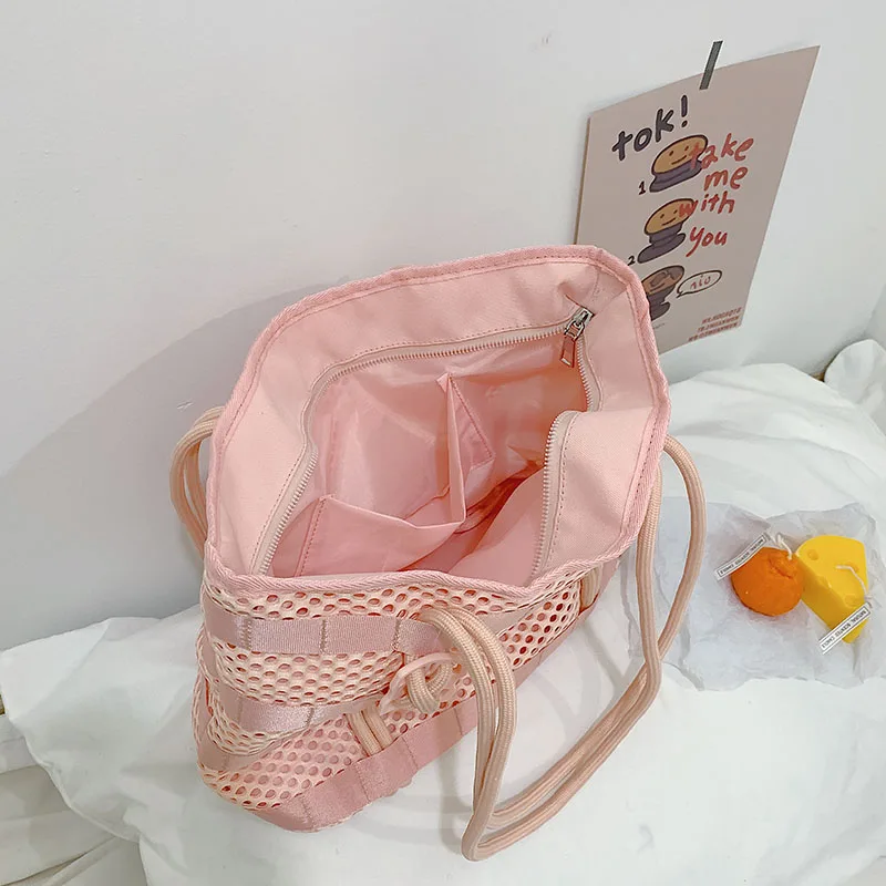 

Women's Bag Designer Casual Tote Female Nylon Shoulder Bags Fashion Knitting Handbag Solid Color High Capacity Tote for Ladies