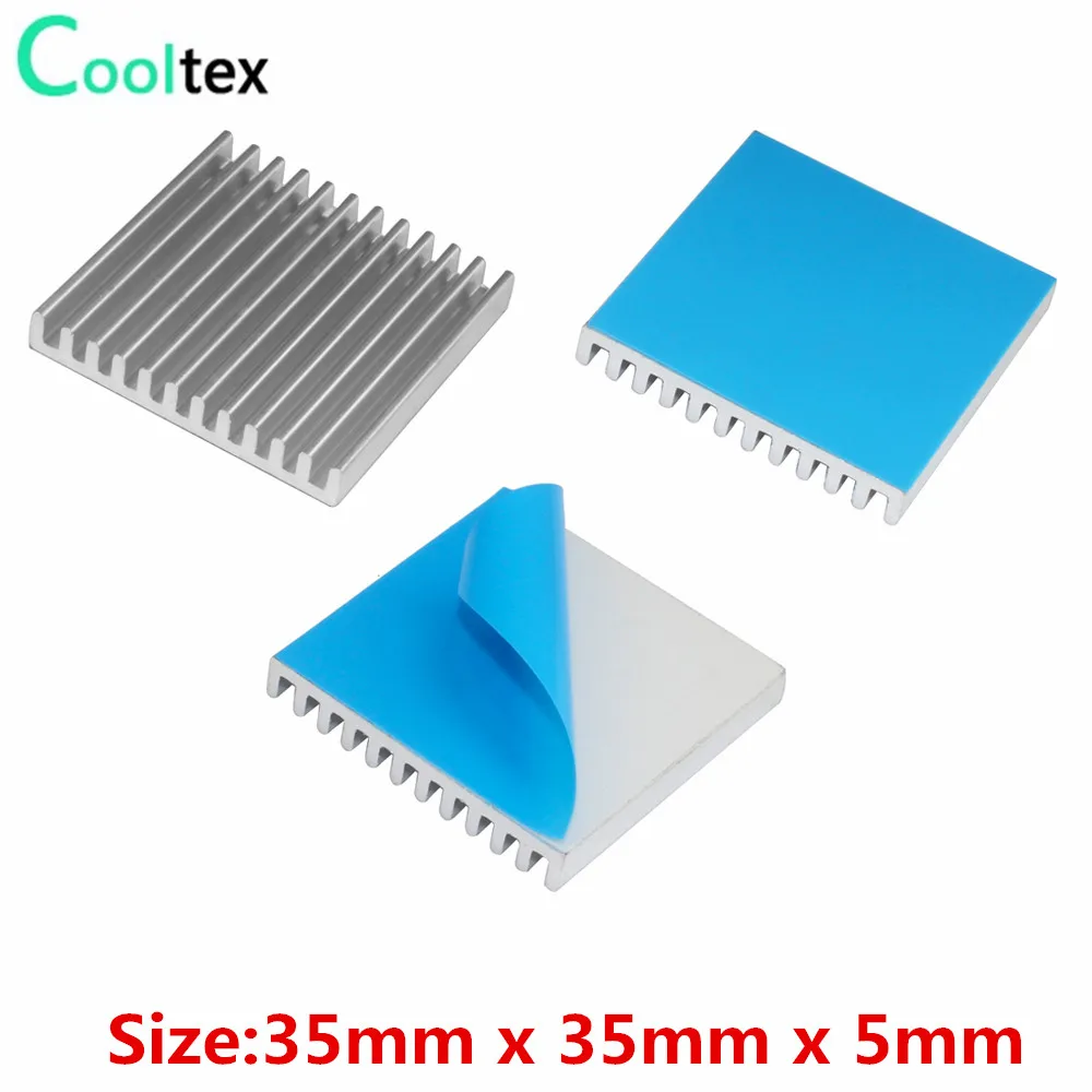 30pcs 35x35x5mm Aluminum Heatsink heat sink for Electronic Chip IC MOS Raspberry pi With Thermal Conductive Tape