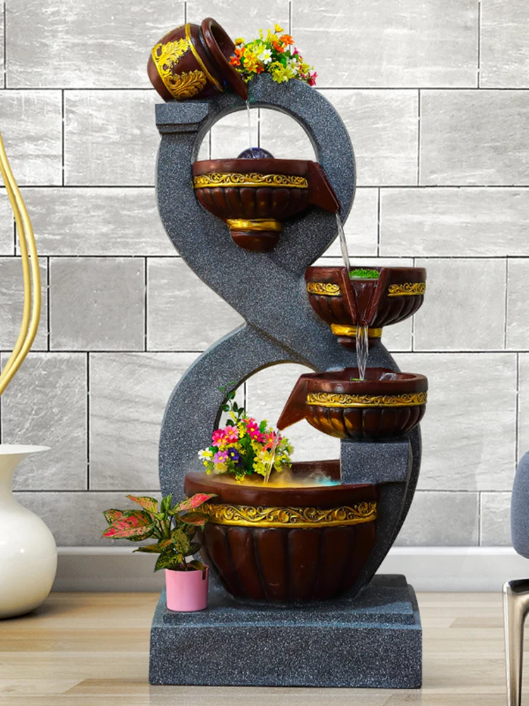 

TT European-Style Loop Water Fountain Balcony Living Room TV Cabinet Fish Tank Water Landscape Decoration Fengshui Wheel Lucky