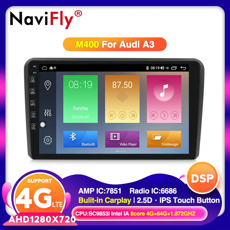 Новый! Автомобильный Радио плеер ips DSP Android 10 мультимедийный gps навигатор для Audi A3 8P