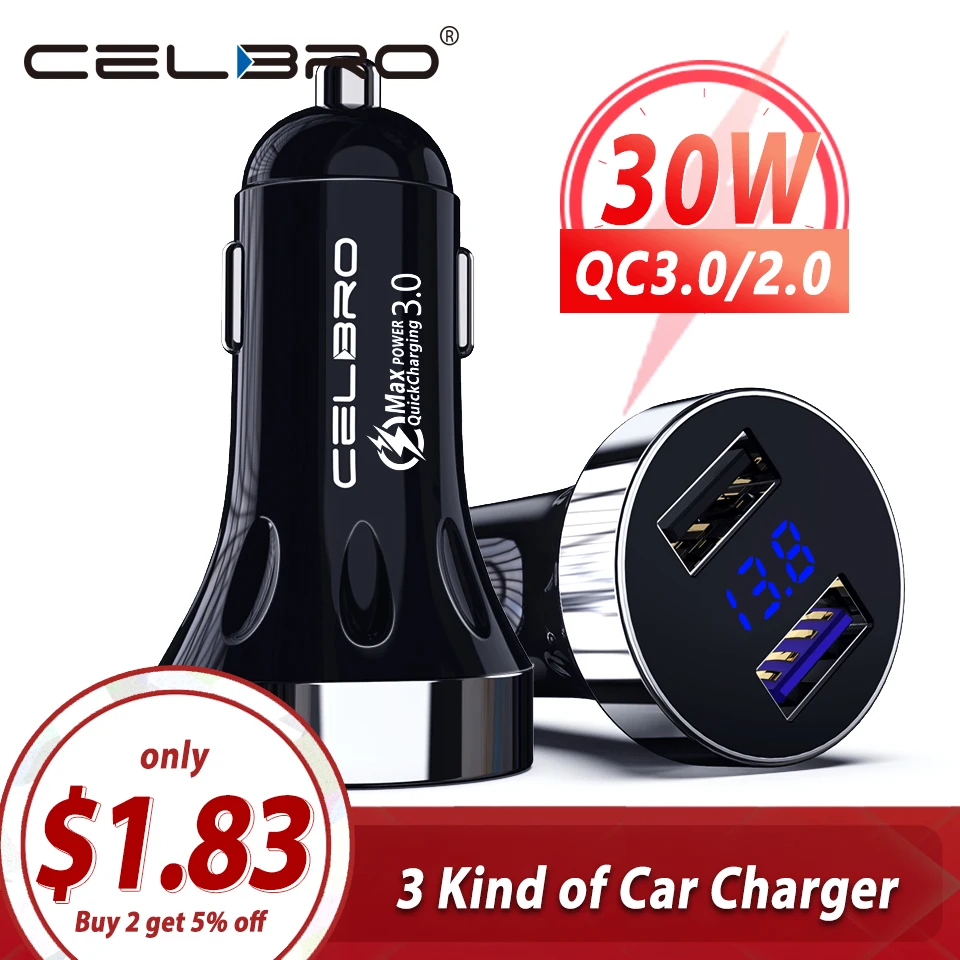 Обновленное автомобильное зарядное устройство с двумя usb-портами QC 3,0 2,0 2 USB порта автомобильное зарядное устройство для телефона автомобильный адаптер быстрой зарядки для samsung S10 S9 S8 plus