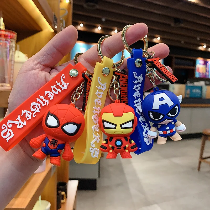 

Disney Marvel Legends Avengers Spider-Man Car Creative Key Chain Iron Man Action Doll Keychain Pendant Animation Bag Keyring