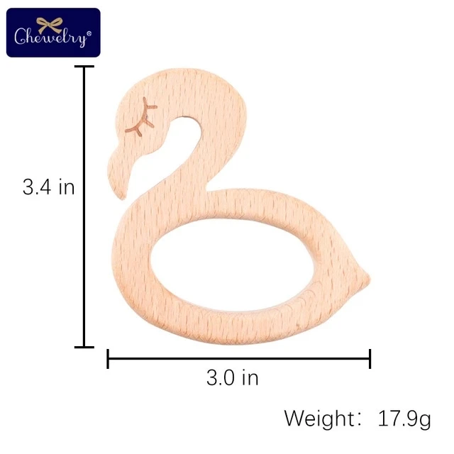 swan 1 шт. деревянный зубопрорезыватель в виде животных из бука, деревянный зубопрорезыватель для соски, цепочка для грызунов, миниатюрный стержень, Детская Подвеска-прорезыватель, детские молочные продукты - Цвет: swan
