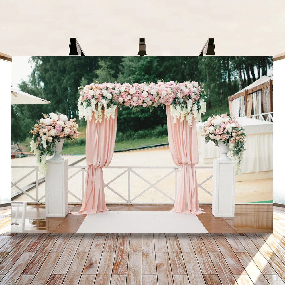 

Фон для свадебной фотосъемки Yeele с изображением розовых занавесок и цветов, персонализированные фоны для фотосъемки в фотостудии