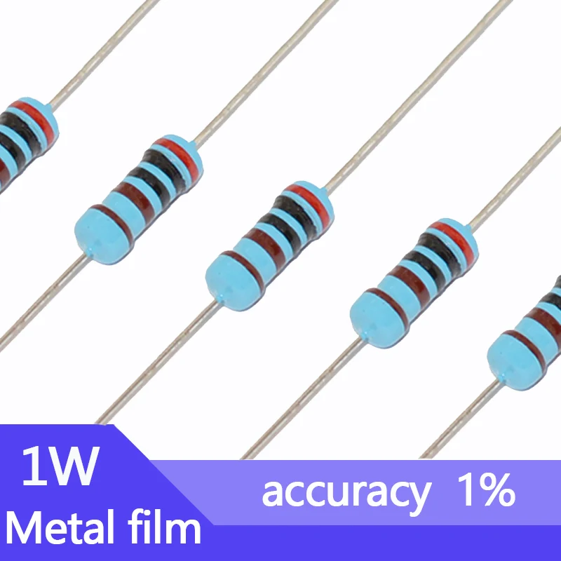 

20pcs 1W Metal Film Resistor 2.4 2.7 3 24 27 30 240 270 300 R K Ohm 0.27ohm 1% Five-color Ring Resistance 2R4 2R7 3R 2.4K 2.7K