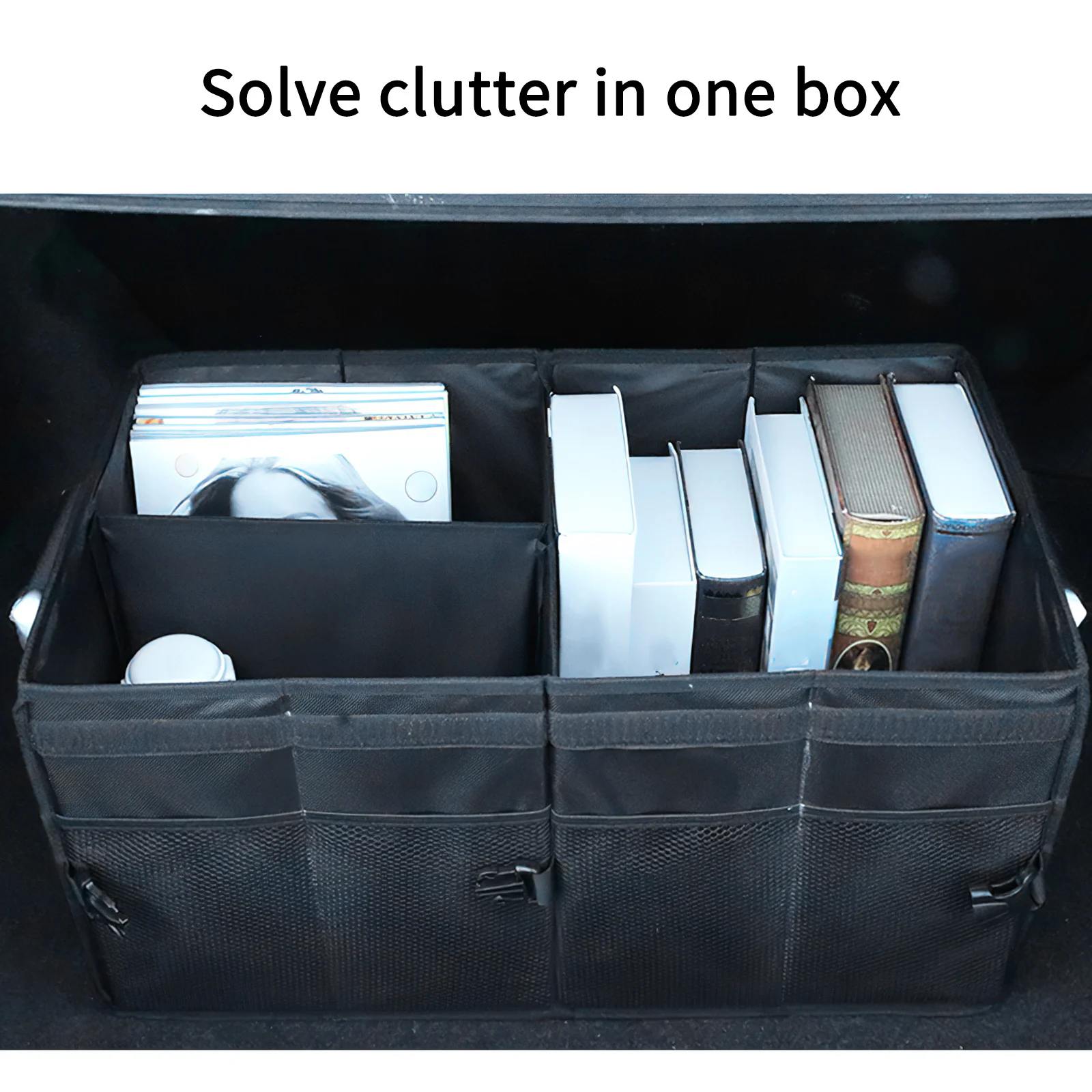 Цена TiOODRE автомобильный ящик для хранения с металлическими ручками, Складной автомобильный ящик для хранения с внешними сумками для хранения, ор...