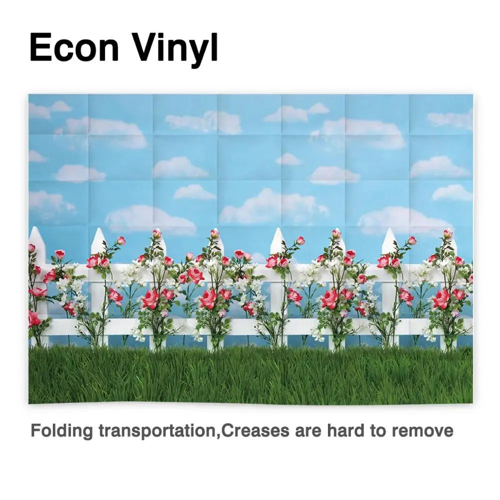 Фон для фотосъемки Allenjoy с изображением неба облаков цветов деревянного забора