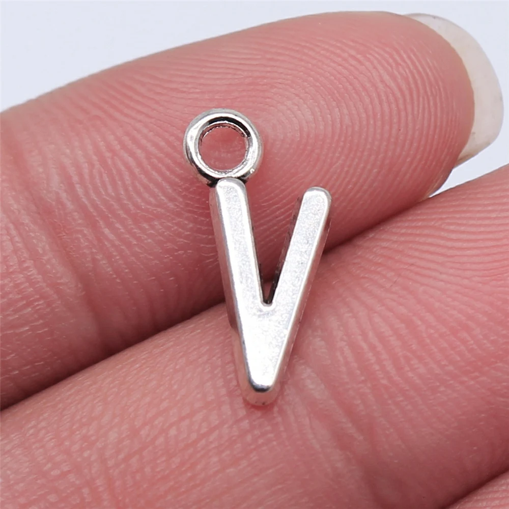 

Handmade Pendants For Jewelry Accessories 26pcs Letter V Charms 16mm Antique Silver Plated