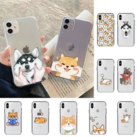 cute cartoon animal shiba inu and husky corgi phone case for iphone 13 11 12 pro xs max 8 7 6 6s plus x 5s se 2020 xr case