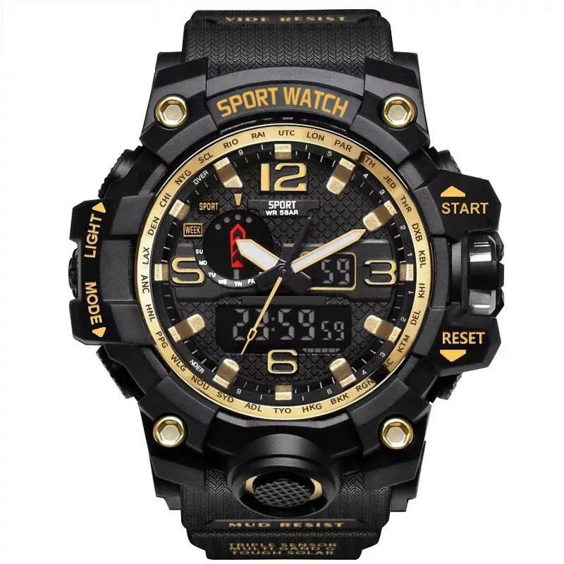 

Fashion Casual Quartz Wristwatches Digital Dual Time Sports Watches Shock Chronograph Waterproof Relogio Masculino Stop Watch