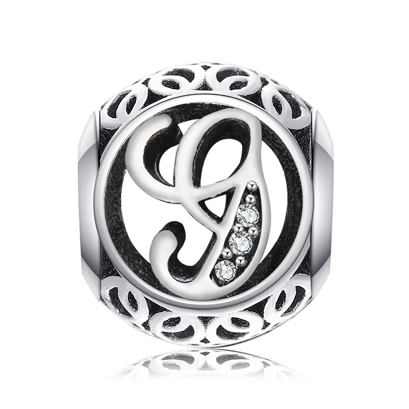 JewelryPalace Мода Письмо A-Z кубического циркония Aucthentic 925 пробы серебряный шарм для изготовления браслет DIY ювелирных подарок - Окраска металла: G