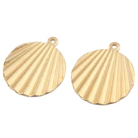 20pcs raw brass round earrings circle charms palm leaves shell shaped pendant diy for jewelry bracelet necklace findings making