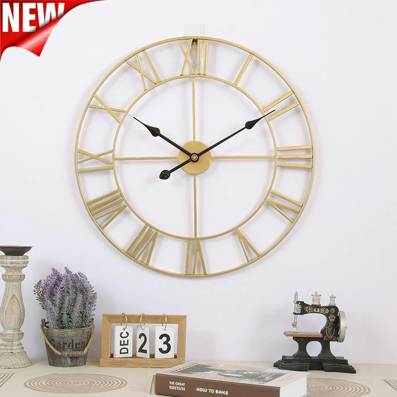 Железные художественные настенные часы с римскими цифрами простые бесшумные