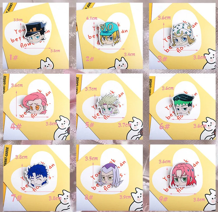 

Anime Badges JoJos Bizarre Adventure Brooch Pins Schoolbag Kira Yoshikage Josuke Badge Icon Collect Backpacks Bags Button Brooch