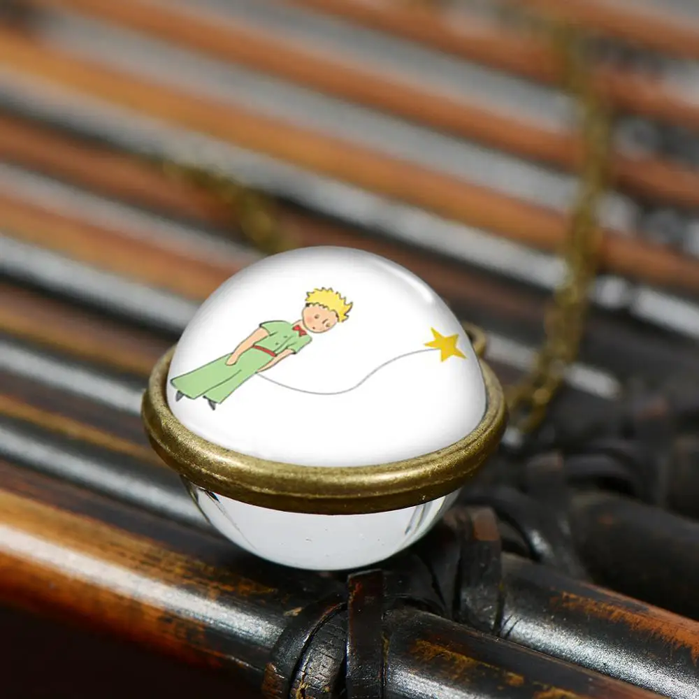 SONGDA Fairy Tale Le Petit Prince Necklace The Little Price Fox Rose Pattern Double Side Glass Ball Children Long Chain | Украшения и