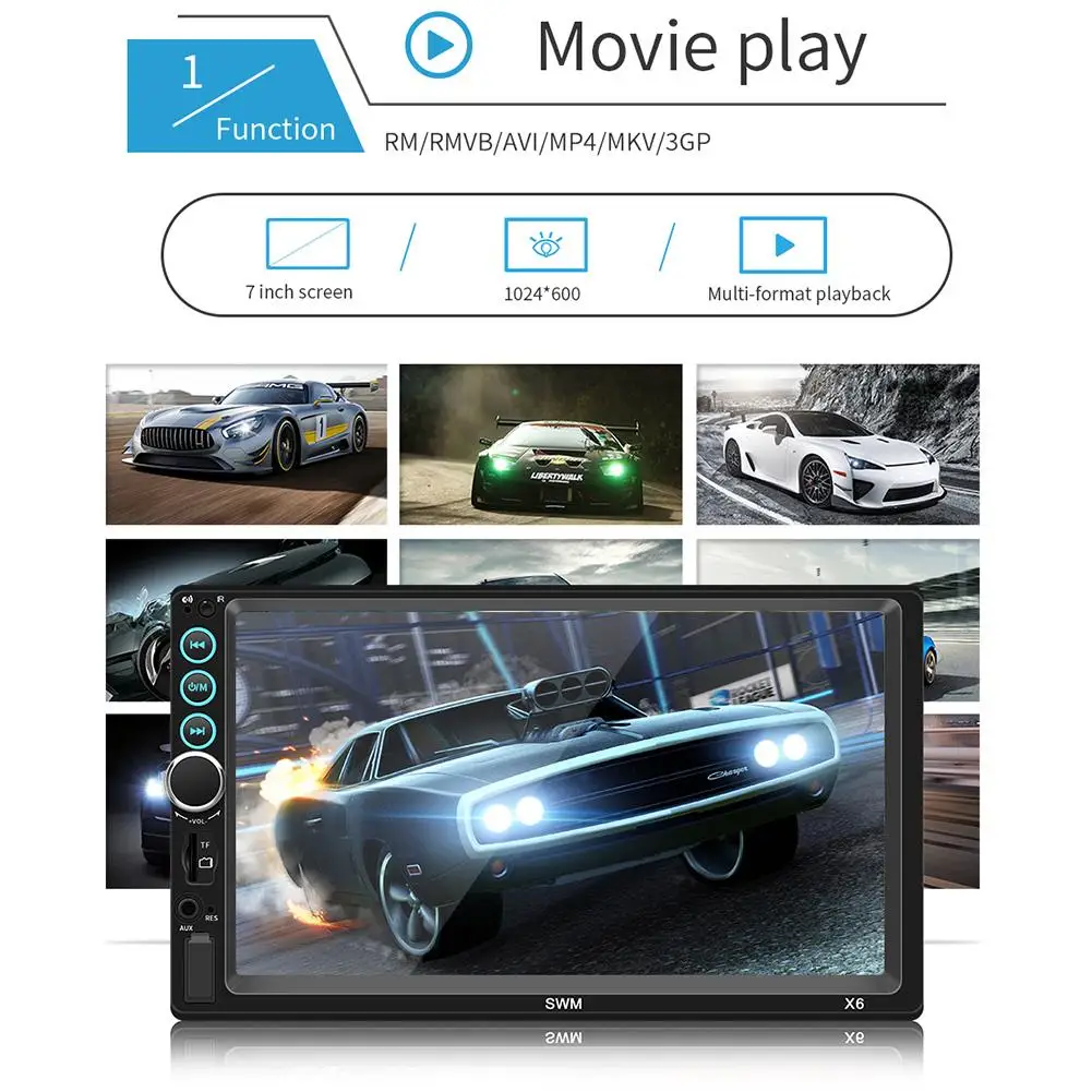 7in 2 DIN MP5 Car Player Bluetooth Stereo Radio Camera USB /TF FM Rear View Input Touch Screen Android IOS Mirror Link | Автомобили и