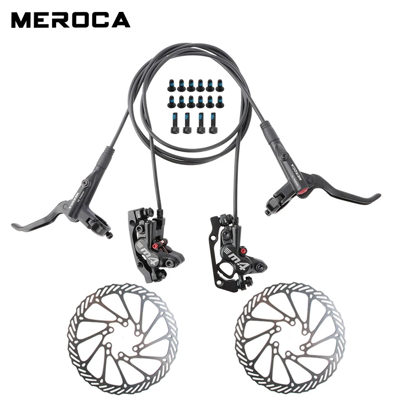 

MEROCA 4-piston Double-Action Disc Brake Mountain Bike Right-front/Left-rear 800/1400mm Brakes with G3 160mm Rotor MTB Bike Part