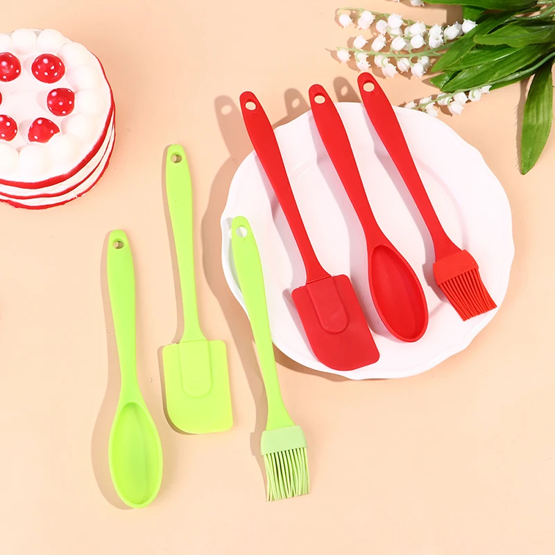 

3PCS/Set Cream Scraper DIY Bread Cake Butter Spatula Mixer Oil Brush Kitchen Baking Tool Silicone Spatula Non-stick