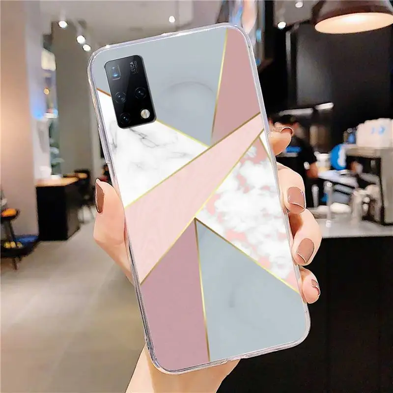 

Marble Geometric Art Phone Case for Samsung Galaxy S20 S10 Plus A21S A51 A71 Cover Note 20 Ultra Lite Fundas Coque